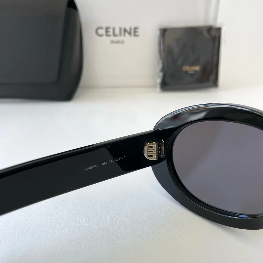NWT CELINE Oval Triomphe Sunglasses, Black Acetate, 100% AUTHENTIC!! - Picture 8 of 10